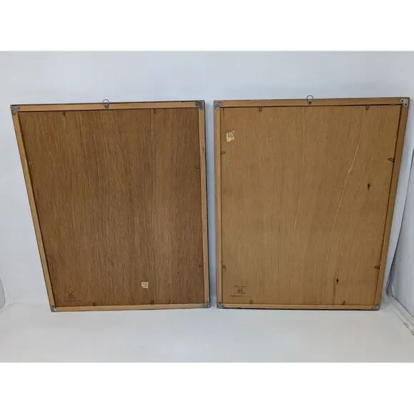 Vintage Pair of Japanese‎ Silk Paintings Embroidered Crewel Asian Mount Fuji MCM Mixed Media